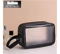 ETZRYSYB Borsa per trucco Borsa cosmetica in PVC trasparente Borsa per il lavaggio di grande capacità Articoli da toeletta impermeabili Organizzare le donne Make Up Borse Borsa Portatile, Nero 2