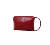 ETZRYSYB Borse per le Donne Del Cuoio Genuino Delle Donne Portafogli Femminile Braccialetto Moneta Borse Designer Cerniera Soldi Telefono Borse Signore Fri, Rosso, Taglia unica