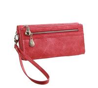 ETZRYSYB Borse per le Donne di Modo Delle Donne Portafogli Dull Polacco Portafoglio In Pelle Doppia Cerniera Giorno Frizione Borsa Da Polso Portefeuille Borse Carteira Feminina, Rosso, Taglia unica