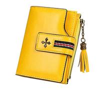 ETZRYSYB Borse per le Donne Nappa Breve Delle Donne Del Raccoglitore di Modo di Alta Qualità Borse Elegante Nero Sacchetto di Denaro Titolare Della Carta Della Moneta D, Giallo, Taglia unica