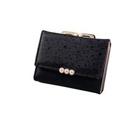 ETZRYSYB Borse per le Donne Portafogli & Titolari Breve Portafoglio Donna Nuovo Modo Tri-Fold Coin Purse Pearl Borsa Tinta Unita Porta Carte di Credito Borse, nero, Taglia unica