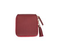 ETZRYSYB Borse per le donne signore moda breve portafoglio femminile nappa ciondolo moneta borsa semplice carta borsa clip quadrata, Rosso, Taglia unica