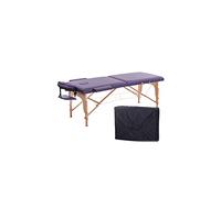 ETZRYSYB Lettino pieghevole per massaggi portatile, a 2 sezioni, leggero, per salone di bellezza, tatuaggi, terapia con telaio in legno, larghezza 70 cm, nero (viola)