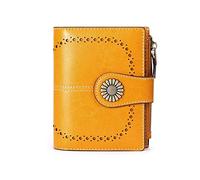 ETZRYSYB Portafogli da donna in vera pelle per le donne che bloccano piccoli semplici brevi bifold mini portamonete per ragazze adolescenti, Giallo, Taglia unica