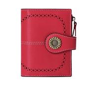 ETZRYSYB Portafogli da donna in vera pelle per le donne che bloccano piccoli semplici brevi bifold mini portamonete per ragazze adolescenti, Rosso classico, Taglia unica