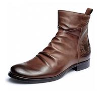 ETZRYSYB Scarpe da uomo in pelle Stivali da uomo Primavera Inverno Boot American Style Vintage Scarpe per Uomo, Auburn, 41 1/3 EU