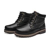 ETZRYSYB Stivali da uomo invernali da uomo, in pelle, fatti a mano, caldi, in pelle pieno fiore, scarpe invernali, nero, 49 EU