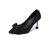 ETZRYSYB Tacchi da donna, tacco alto, tacco medio, punta bassa, scarpe singole da lavoro, tinta unita, tacco a punta, nero, 39 2/3 EU