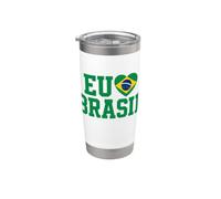 Eu Amo Brasil Brasile Bandiera Cuore Patriotic Pride Design Bicchiere termico in acciaio inox doppia parete