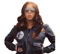 EU Fashions Tom Cruise Gun 2022 Cockpit G1 Pilot Aviator Toppe Bomber Giacca in vera pelle marrone rimovibile collare in pelliccia XXS-4XL, Woemn Marrone Vera Pelle, S