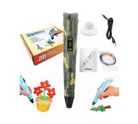 (EU Plug,Camouflage5v)3D Printing Pen with LED Includes 3 Starter Colors of PLA Filament
