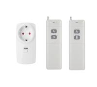 EU - Set di 2 prese radio con telecomando indipendente, 300 m, 400 m, portata commutabile, per esterni, 10 A, 1500 W