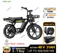 EU Stock KOOLUX X9pro doppie batterie 20 pollici Fat Bike 750W 48V 30Ah Mountain E-Bike freni idraulici Off Road bici elettrica 48V 15AH