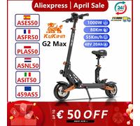 EU STOCK Originale KuKirin G2 Max Scooter Elettrico 48V 20Ah Batteria 1000W Motore 80Km Chilometraggio 55KM/H Velocità Massima Pieghevole Kickscooter KuKirin G2 Max