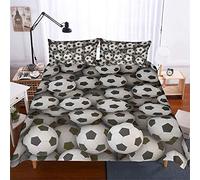 EU-VV Biancheria da Letto Set Copripiumino Microfibra Spazzolata 3D Sport con La Palla Kids Young Boy And Girl 1 Copripiumino + 2 Federe 50x75cm (Double(200x200cm),Cella di Football)