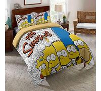 EU-VV Set Biancheria da Letto per 2 Persone, Set da Letto 3 Pezzi dei Simpson, Copripiumino E Federe in Morbida Microfibra Ipoallergenica (Singolo (135x200cm),Clan Assen 01)