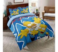EU-VV Set Biancheria da Letto per 2 Persone, Set da Letto 3 Pezzi dei Simpson, Copripiumino E Federe in Morbida Microfibra Ipoallergenica (Doppia (200x200cm),Clan Assen 02)