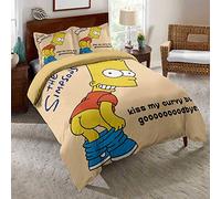 EU-VV Set Biancheria da Letto per 2 Persone, Set da Letto 3 Pezzi dei Simpson, Copripiumino E Federe in Morbida Microfibra Ipoallergenica (King (220x240cm),Clan Assen 04)
