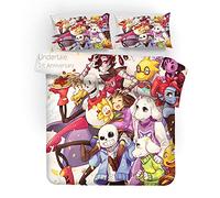 EU-VV Set Letto Undertale Game, Copripiumino Bohemia 1/2 Persona con Federa con Cerniera Frisk Toriel Set Biancheria da Letto (Singolo (135x200cm),Undertale 10)