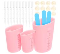Euablfo 3 pezzi Misurini in Silicone,Silicone Misurini per Colata Stampi,con Scala, con 3 Siliconen Asticella,10 Proteggi Dita 10 Pipetta, per Resina,Colata Stampi, DIY, Artigianato