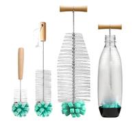 Euablfo 3 Pezzi Spazzole per La Pulizia Delle Bottiglie, Spazzole per Bottiglie con Setole dure Spugna Morbida, Spazzola per Bottiglie Lunga 33 cm r Caraffe in per SodaStream, Bottiglie di Soda