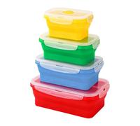 Euablfo 4 Pezzi Contenitori per Il Pranzo Pieghevoli, Contenitori Pieghevoli con Coperchi, per La Conservazione Degli Alimenti, Preparazione Dei Pasti (Giallo/Verde/Blu/Rosso)