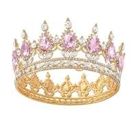 Euablfo Corona per Donne, Corone di Strass, Corona per Torta, Corona Di Compleanno Con Tiara di Diamanti Rosa, Ragazze, Principesse, Festa Di Compleanno,Concorso di Nozze