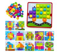 Euablfo Gioco Chiodini per Bambini,Incastro Mosaico con 46 Perle, Giochi Educativi Giocattoli, Giocattolo Educativo con 12 Modelli di Immagini Giochi da Viaggio, Regalo Bambini