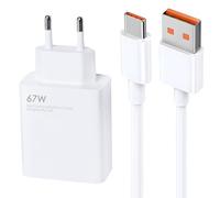 EuAcesry Caricabatteria Xiaomi, 67W Caricatore Rapido 6A con Cavo USB C 2M, Caricabatterie Mi Turbo USB Type-C per Xiaomi 11 Lite/Mi 11i/10T Lite,Redmi Note 13 5G 12S 11 11S 10 PRO 5G