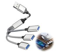 EuAcesry Cavo Sdoppiatore USB a 3 Porte, Adattatore USB 2.0, Hub USB Extender, Ricarica e Trasferimento Dati per Laptop, Telefono Cellulare e Tablet