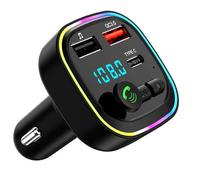 EuAcesry Trasmettitore Fm Bluetooth Auto, Accendisigari Musica Bluetooth, Adattatore Radio, 2 USB Port 5V/3A,Ricarica Rapida PD 20W,Tipo-C e QC3.0,Supporto TF Card/Chiavetta USB