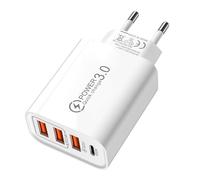 EuAcesryCaricatore USB C Universale, 4-Porte Rapido Presa USB+Tipo C Multiplo Spinotto Adattatore,Rapide QC3.0 Chargeur Secteur USB, Caricabatterie Alimentatore Multipla Spina Compatible with Sam-sung