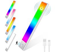 Euakee 23CM RGB IC LED Lightbar Senza Fili con Rilevatore di Movimento, Luce Sotto Armadio Cucina Dimmerabile, Barra Luminosa Ricaricabile USB Luce Notturna per Camera da Letto Decorazione