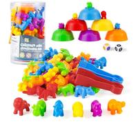 Euakee 46 Pezzi Conteggio degli Il Animali Ordinamento dei Colori Giocattoli, con Ciotola e Pinzette e Dadi, Giochi Montessori 3 4 5 Anni, Miglior Giocattoli Educativi Regalo per Bambini