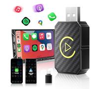 Euakee Adattatore Wireless Android Auto 2 in 1 & Adattatore Wireless Ca-r-Pl-ay, Carlino Stabile Veloce e Gioco Cablato a Dongle Wireless Adatto per Auto, Aggiornamento Online, Nero