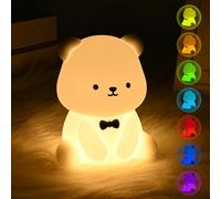 Euakee Bear Night Light, Lampada Notturna Bambini, 7 Colori Luce Notturna, Tocco Portatile 1200mAh Batteria Lampada&Timing Bambini Luce Notturna, Camera Decorazione Regalo per Bambino (Bianco)