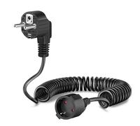 Euakee Cavo di Prolunga Protettivo da 2 Metri con Spina Schuko Extra Piatta, da 0,2 m a 2 metri Max. Cavo a spirale 2 x 1,0 mm con Spina e Frizione Schuko, 230V / 16A Schuko per Casa, Ufficio