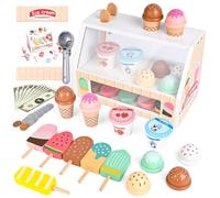 Euakee Gelateria per Bambini in legno, Accessori da Cucina per Bambini Accessori da Negozio, Gelateria per Bambini Gioco di Ruolo in Legno Giocattolo Montessori Regalo per Ragazzi Ragazze da 3 Anni