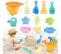 Euakee Giocattoli da Spiaggia, 12 Pezzi Giochi Spiaggia Bambini con Granchio Secchiello Pieghevole, Pala, Stampi per la Sabbia per Bambini Ragazzi e Ragazze (Giallo)