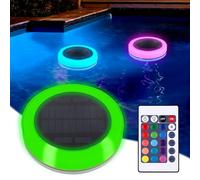 Euakee Illuminazione per piscina a energia solare, luci subacquee con telecomando, RGB + bianco freddo LED per piscina, illuminazione per laghetto, IP68, impermeabile, per vasca idromassaggio da