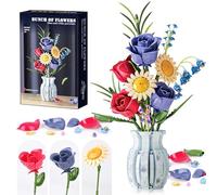 Euakee Kit di Costruzione di Fiori, Set di Giocattoli da Costruzione con Vaso, Pianta fai da te, Bouquet, Idea Regalo per San Valentino, Compleanni, Festa della Mamma (Celadon)