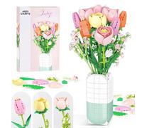 Euakee Kit di Costruzione di Fiori, Set di Giocattoli da Costruzione con Vaso, Pianta fai da te, Bouquet, Idea Regalo per San Valentino, Compleanni, Festa della Mamma (Rosa Snowberg)