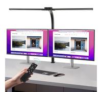 Euakee Lampada da Scrivania LED, 24W 80CM Luce Tavolo a Doppia Sorgente Luminosa, Con Morsetto, Adattatore e Telecomando, 10 Temperatura Colore, 10 Livelli Luminosità, per Studio, Monitor, Ufficio