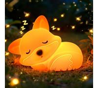Euakee Luce Notturna a Forma di Volpe, Lampada a Forma di Volpe, Luce Notte Ricaricabile Touch, Lampada da Letto in Silicone per Bambini, Regalo per Decorazione Camera per Bambina, Ragazzo