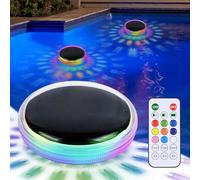 Euakee Luci Piscina Fuori Terra, Luci Solari Galleggianti per Piscina con Telecomando, Luce Solare per Piscina RGB, IP68 Impermeabile, Accessori per Acquario, Stagno