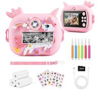 Euakee Macchina Fotografica Istantanea per Bambini, 2,4” Schermo Fotocamera Bambini con 32GB Scheda, Carta Fotografica Stampata e Penne Colorate, Regali per Bambini Ragazzi Ragazze da 3-12 Anni