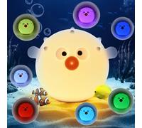 Euakee Pufferfish Lampada Notturna, Lampada Notturna Bambini, 7 Colori Luce Notturna, Tocco Portatile 1200mAh Batteria Lampada&Timing Bambini Luce Notturna, Camera Decorazione Regalo per Bambino
