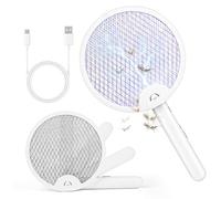 Euakee Racchetta Zanzare Elettrica, 2 in 1 Antizanzare Elettrico Pieghevole Zanzare Elettrica 4000V Insetti Scacciamosche Portatile Racchetta Zanzare Elettrico con Lampada UV per Interni e Esterni