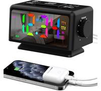 Euakee Sveglia Digitale per Camera da Letto, Luci Notturne RGB Dinamiche Colorate, Display a Cifre Multicolori, Dimmerabile, Caricabatterie USB, Radio Orologio FM Digitale per Dormiglioni (Nero)