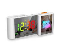 Euakee Sveglia Digitale, Sveglia Comodino con Simpatico Cane, Orologio Digitale LED Forma di S, Cartone Animato 11 Colori, Dimmerabile, Volume, Ssnooze, Luce Notturna, Camera da Letto (Bianco)